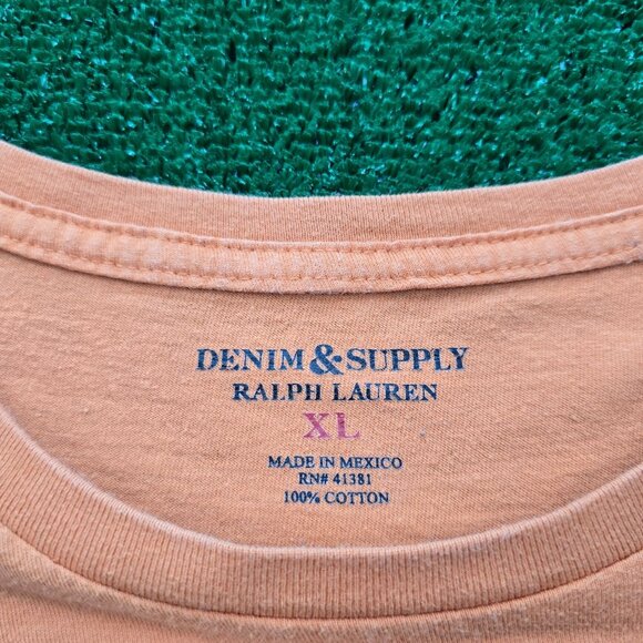 Ralph Lauren Denim & Supply Tshirt Mens XL Orange Short Sleeve USRL Casual Tee - Picture 7 of 8